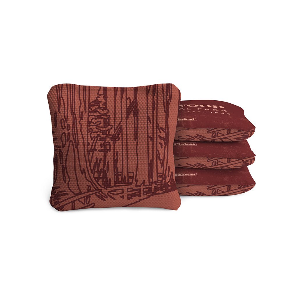 4 - in Travel Dual - Sided Cornhole Bags | National Parks Collection - Redwoods Burgundy EGCB44TS-43 | American Cornhole Association