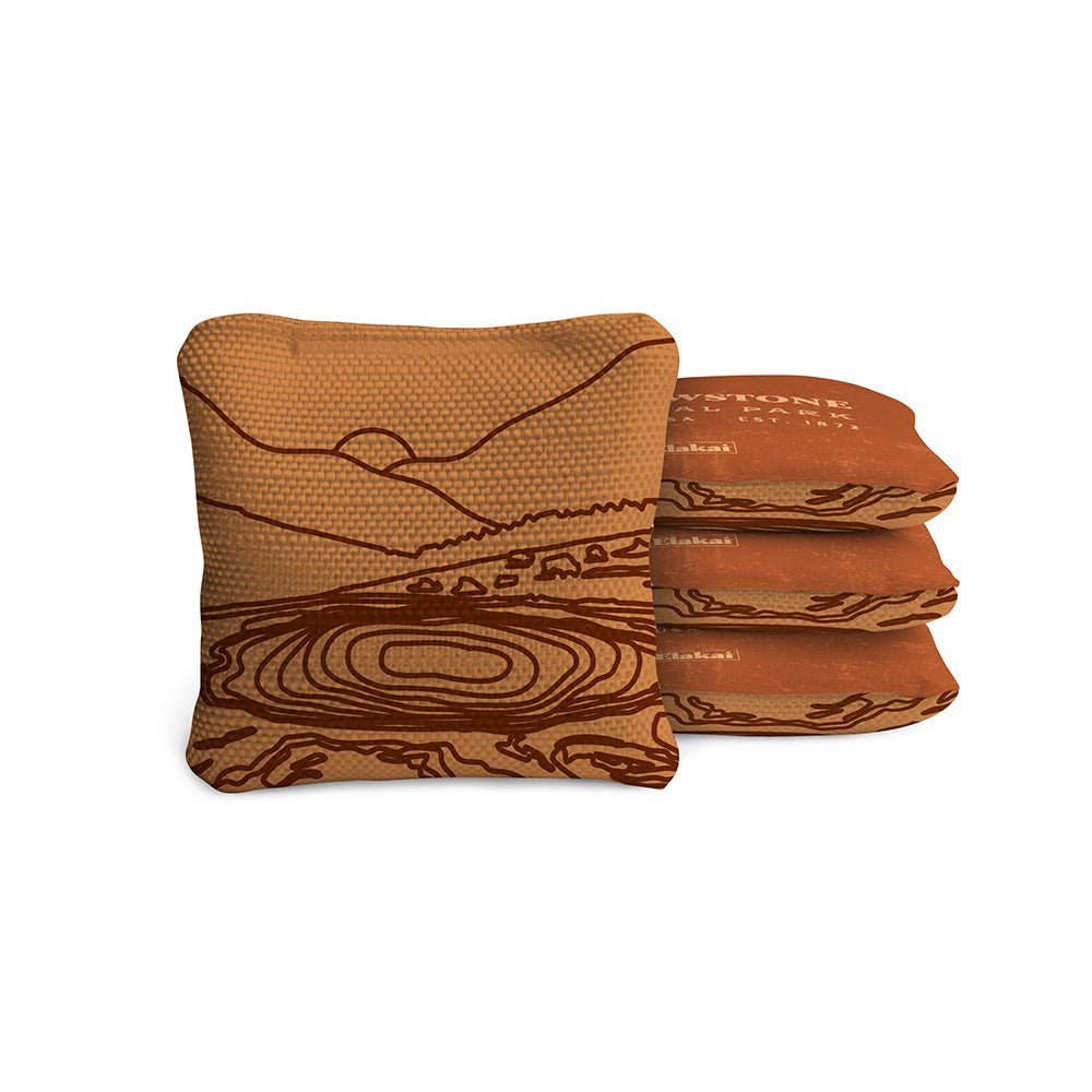4 - in Travel Dual - Sided Cornhole Bags | National Parks Collection - Yellowstone Burnt Orange EGCB44TS-48 | American Cornhole Association