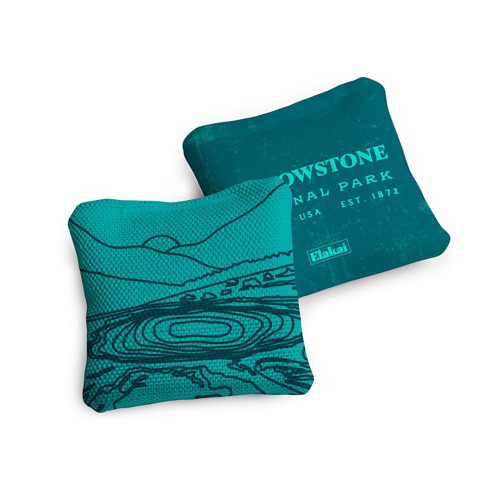 4 - in Travel Dual - Sided Cornhole Bags | National Parks Collection - Yellowstone Teal EGCB44TS-49 | American Cornhole Association