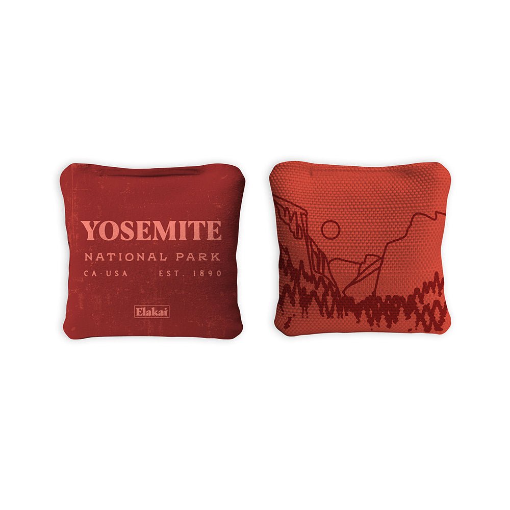 4 - in Travel Dual - Sided Cornhole Bags | National Parks Collection - Yosemite Scarlet EGCB44TS-50 | American Cornhole Association