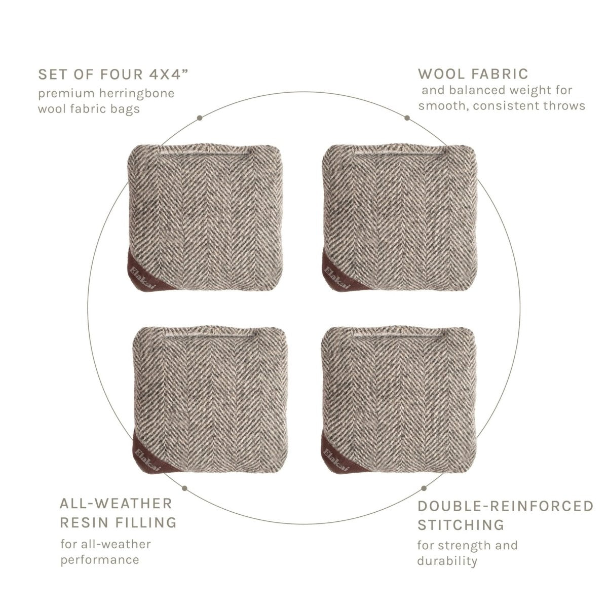 4-in Travel Herringbone Cornhole Bags | Premium All-Weather Collection - Gray Dove EGCB44H-07 | American Cornhole Association