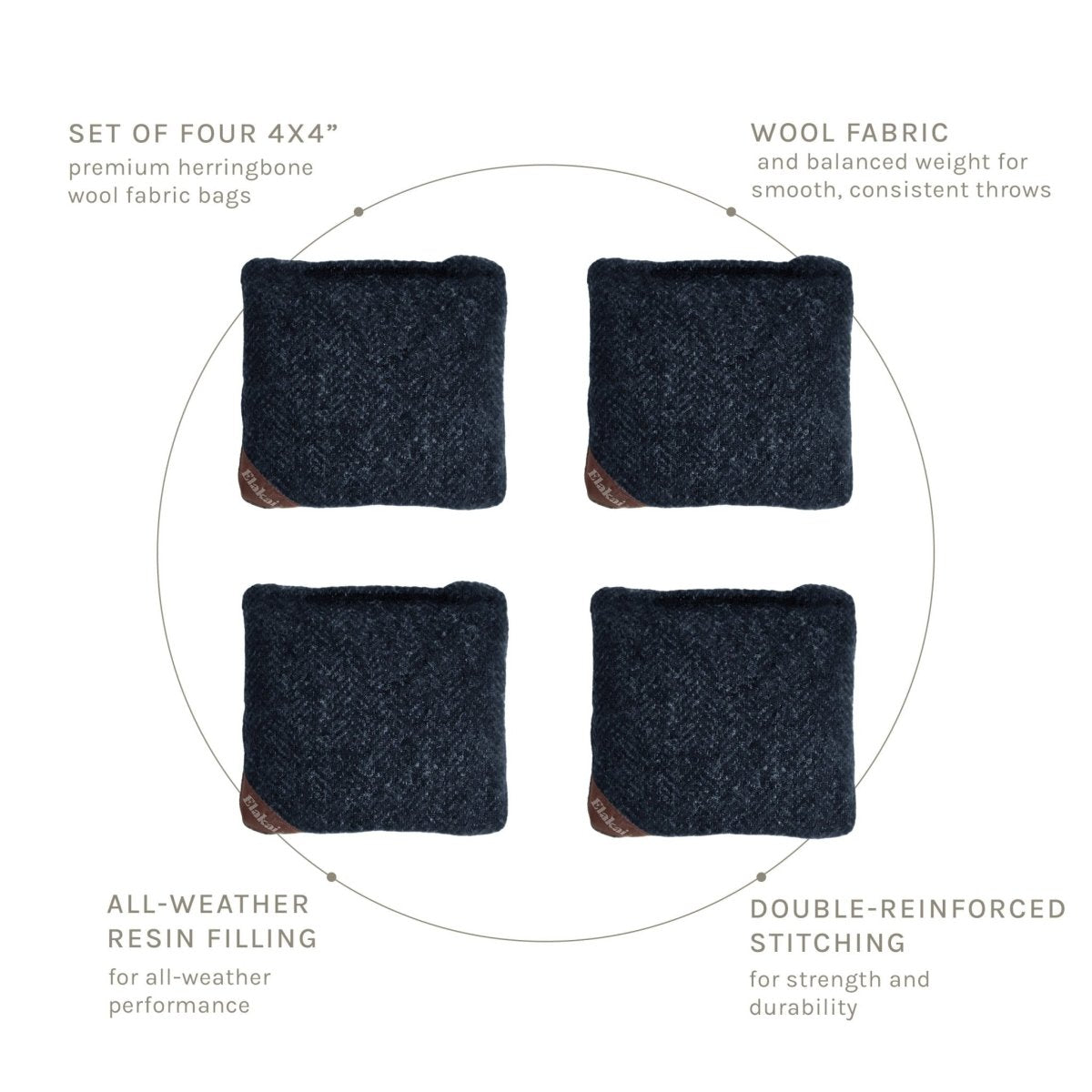 4-in Travel Herringbone Cornhole Bags | Premium All-Weather Collection - Green Sprout EGCB44H-04 | American Cornhole Association
