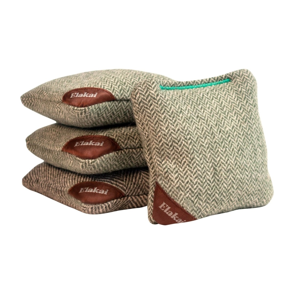 4-in Travel Herringbone Cornhole Bags | Premium All-Weather Collection - Green Sprout EGCB44H-04 | American Cornhole Association
