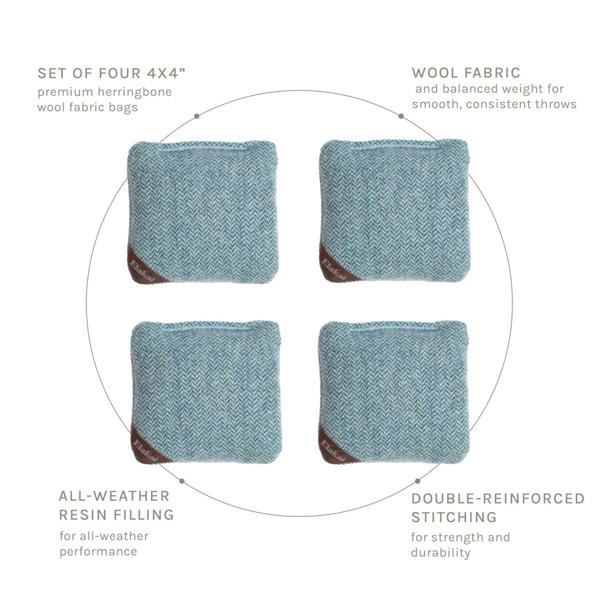 4-in Travel Herringbone Cornhole Bags | Premium All-Weather Collection - Sky Blue EGCB44H-02 | American Cornhole Association