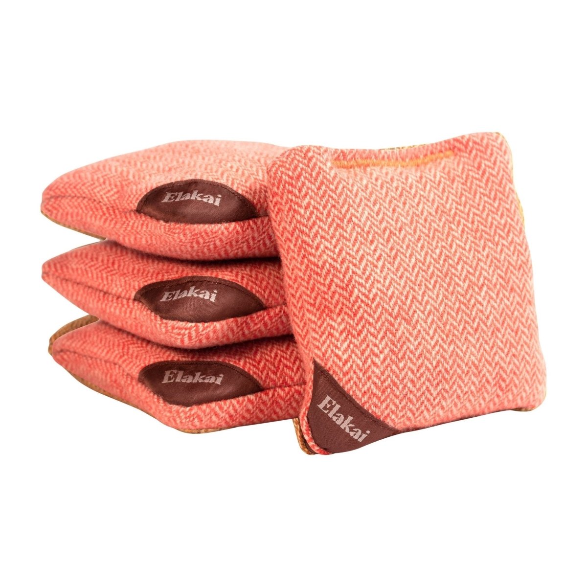 4-in Travel Herringbone Cornhole Bags | Premium All-Weather Collection - Tangerine Orange EGCB44H-01 | American Cornhole Association