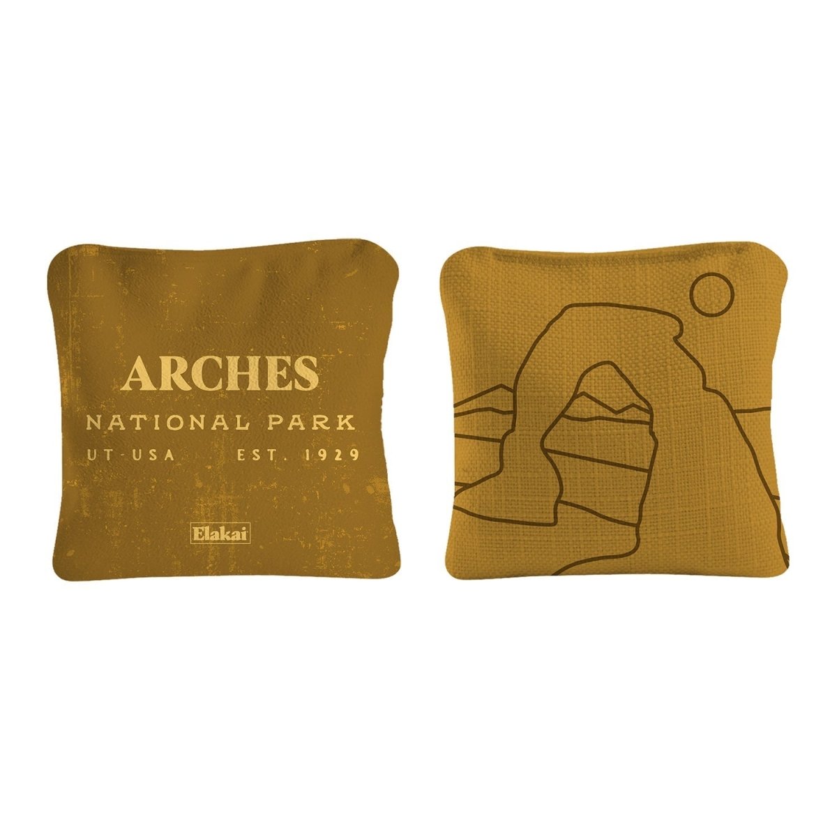 6 - in Dual - Sided Cornhole Bags | National Parks Collection - Arches Gold EGCB66TS-19 | American Cornhole Association