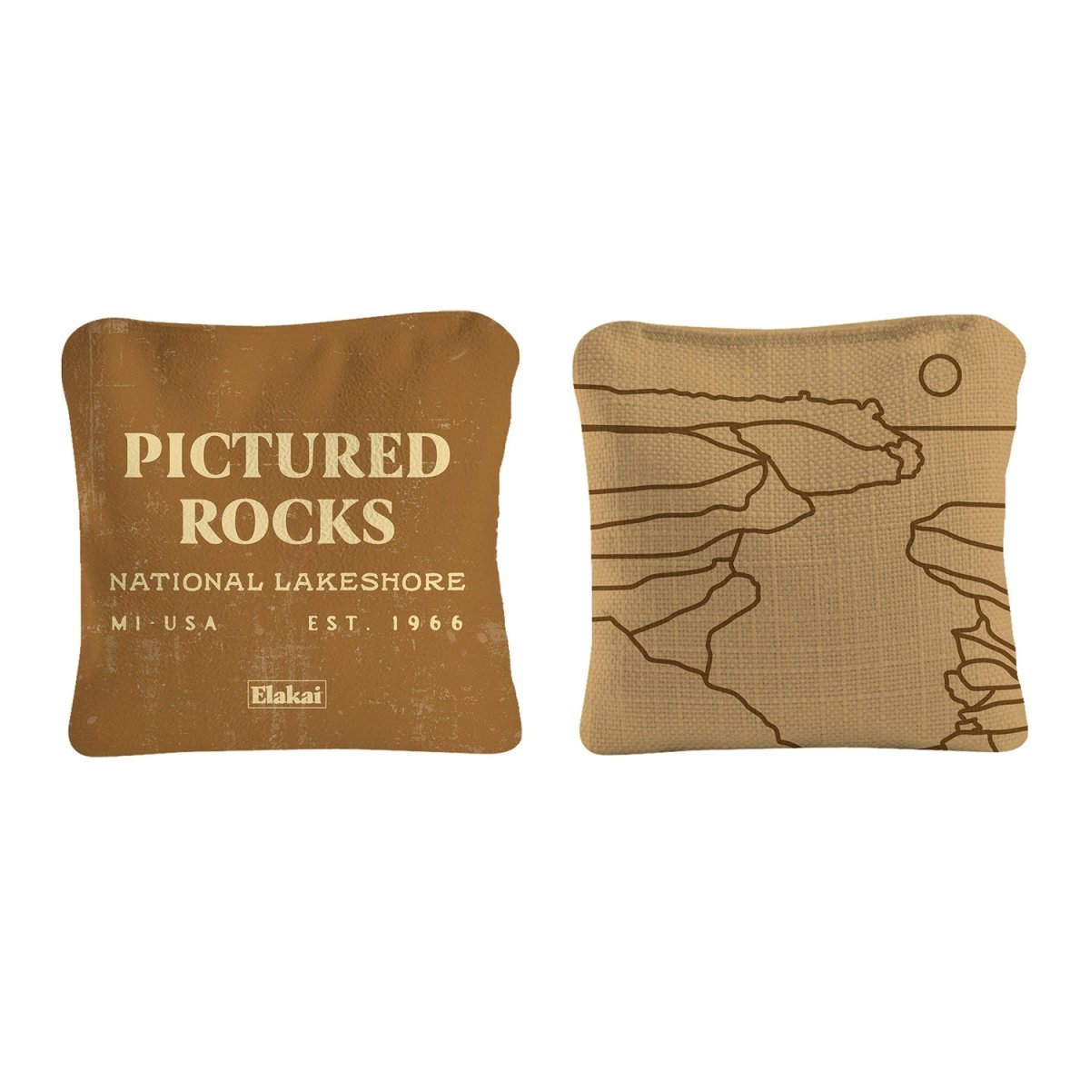 6 - in Dual - Sided Cornhole Bags | National Parks Collection - Pictured Rocks Tan EGCB66TS-41 | American Cornhole Association