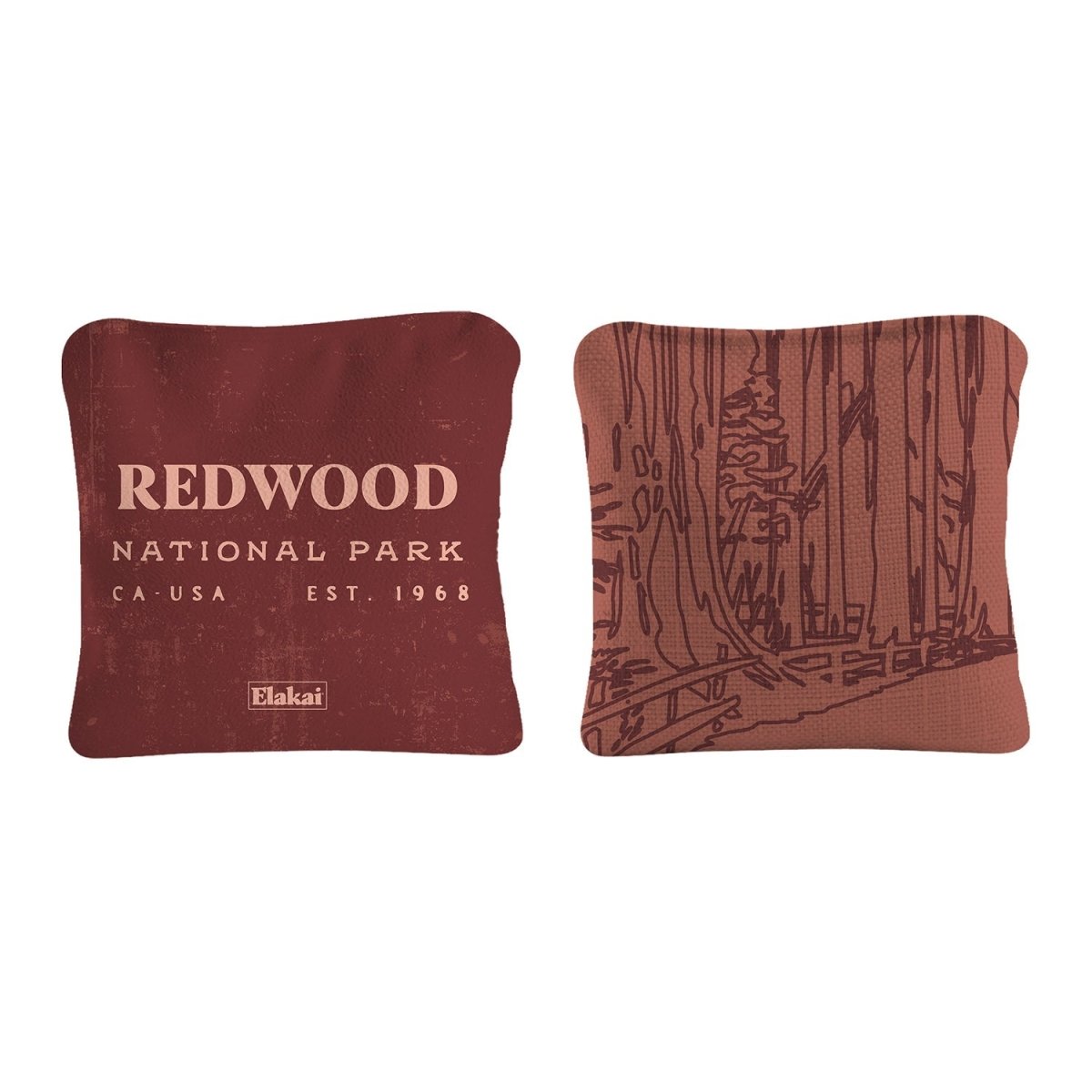 6 - in Dual - Sided Cornhole Bags | National Parks Collection - Redwoods Burgundy EGCB66TS-43 | American Cornhole Association