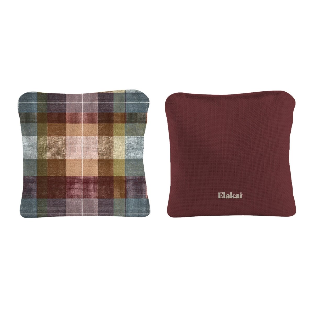 6-in Dual-Sided Cornhole Bags | Plaid Collection - Classic Patchwork Plaid Deep Maroon EGCB66TS-57 | American Cornhole Association