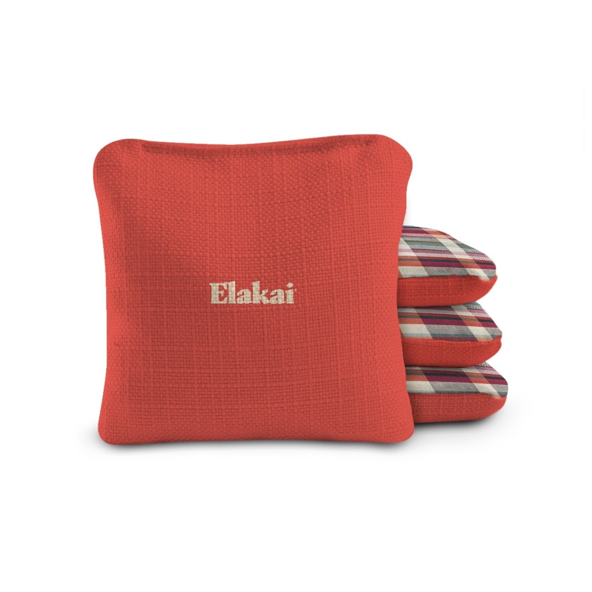 6-in Dual-Sided Cornhole Bags | Plaid Collection - Madras Plaid Sunset Orange EGCB66TS-60 | American Cornhole Association