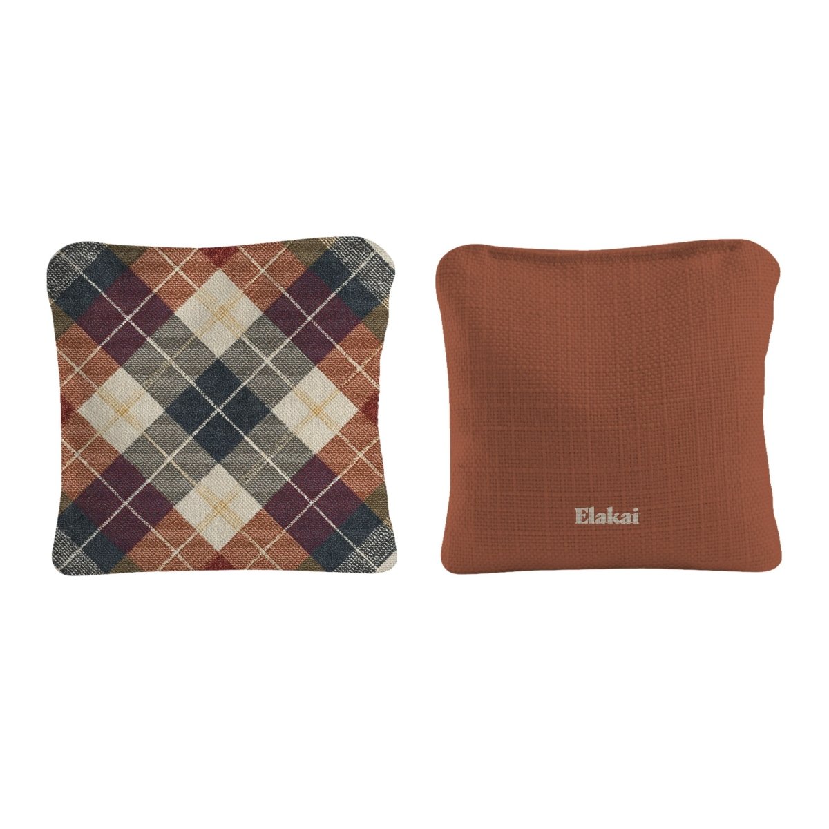 6-in Dual-Sided Cornhole Bags | Plaid Collection - Rustic Argyle Plaid Orange EGCB66TS-56 | American Cornhole Association
