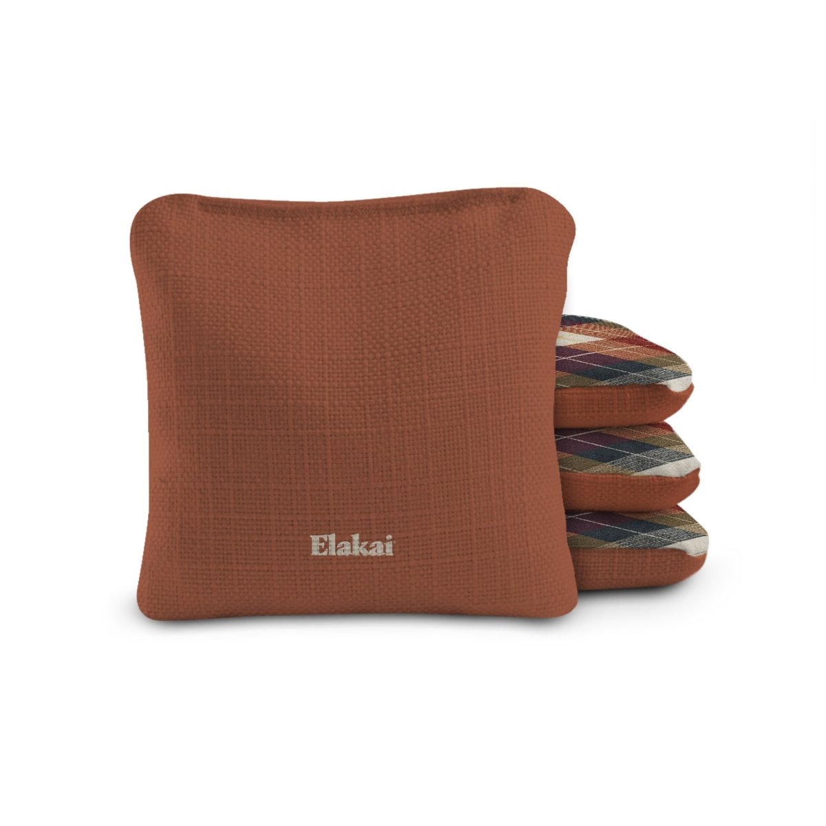 6-in Dual-Sided Cornhole Bags | Plaid Collection - Rustic Argyle Plaid Orange EGCB66TS-56 | American Cornhole Association