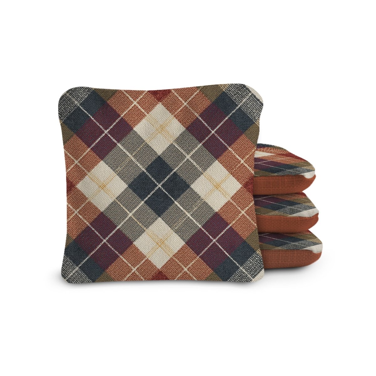 6-in Dual-Sided Cornhole Bags | Plaid Collection - Rustic Argyle Plaid Orange EGCB66TS-56 | American Cornhole Association
