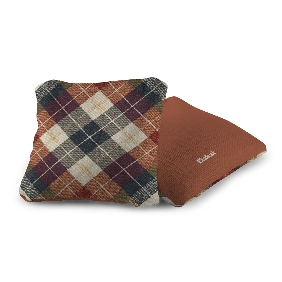 6-in Dual-Sided Cornhole Bags | Plaid Collection - Rustic Argyle Plaid Orange EGCB66TS-56 | American Cornhole Association