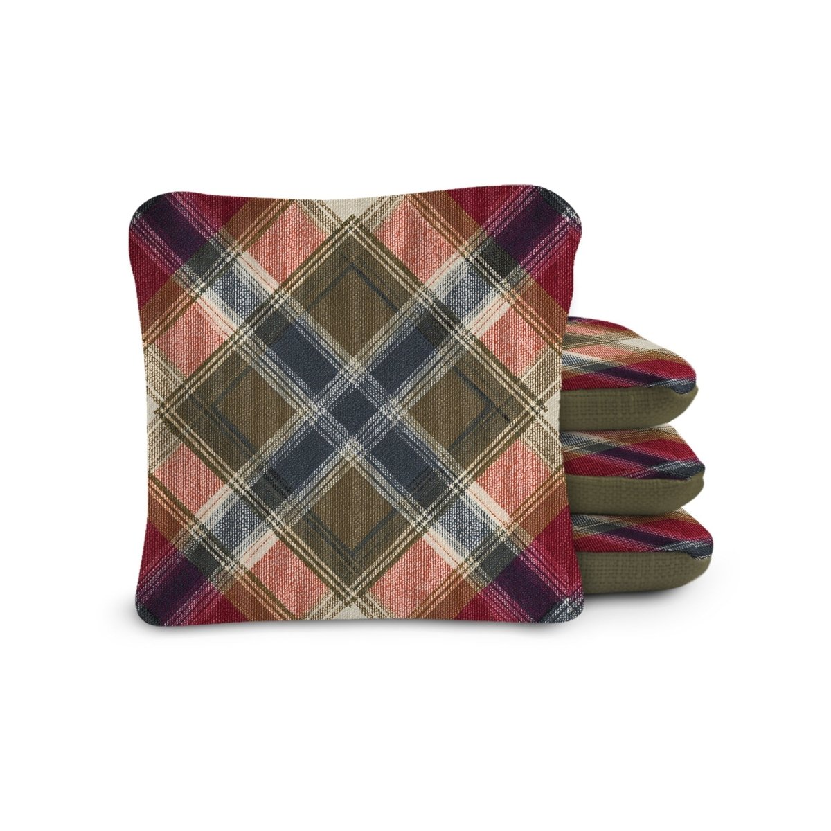 6-in Dual-Sided Cornhole Bags | Plaid Collection - Rustic Tartan Plaid Olive Green EGCB66TS-54 | American Cornhole Association