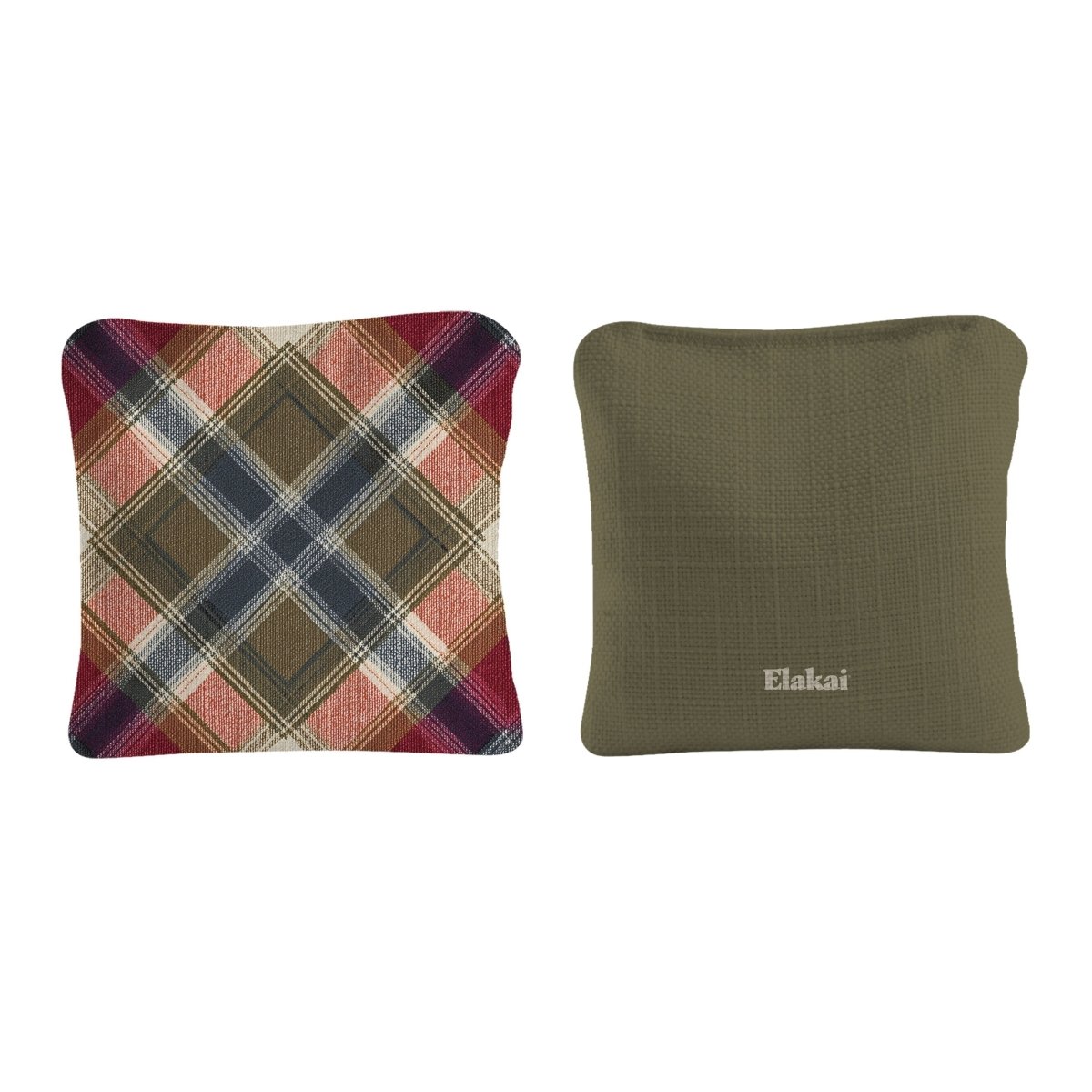 6-in Dual-Sided Cornhole Bags | Plaid Collection - Rustic Tartan Plaid Olive Green EGCB66TS-54 | American Cornhole Association