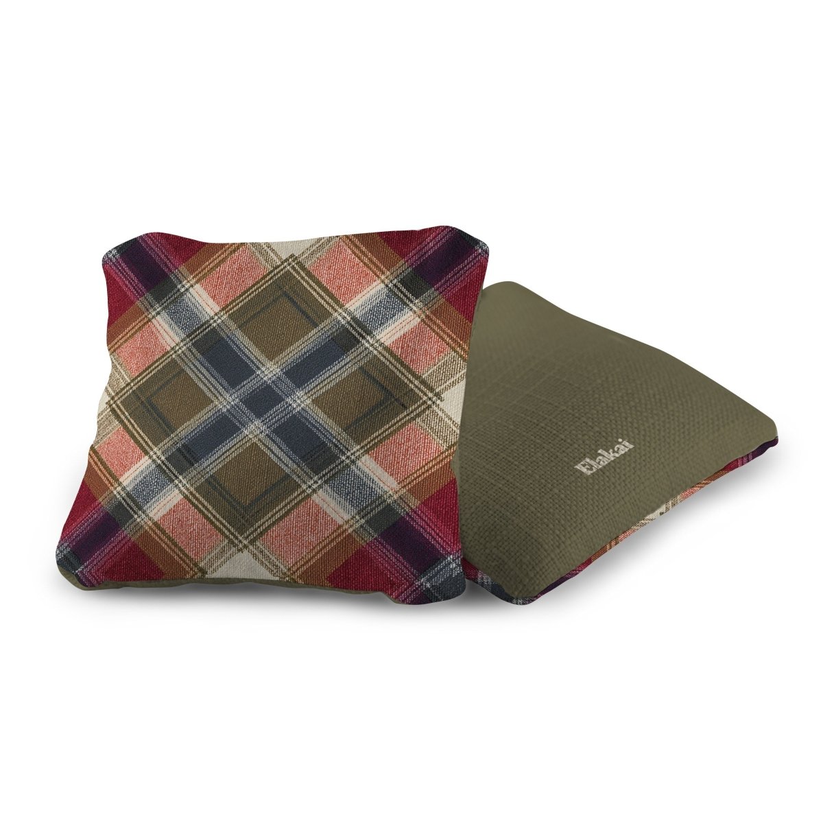 6-in Dual-Sided Cornhole Bags | Plaid Collection - Rustic Tartan Plaid Olive Green EGCB66TS-54 | American Cornhole Association