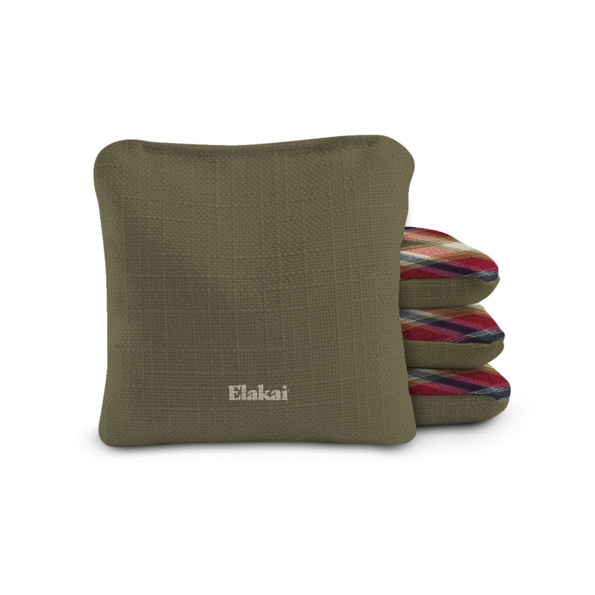 6-in Dual-Sided Cornhole Bags | Plaid Collection - Rustic Tartan Plaid Olive Green EGCB66TS-54 | American Cornhole Association