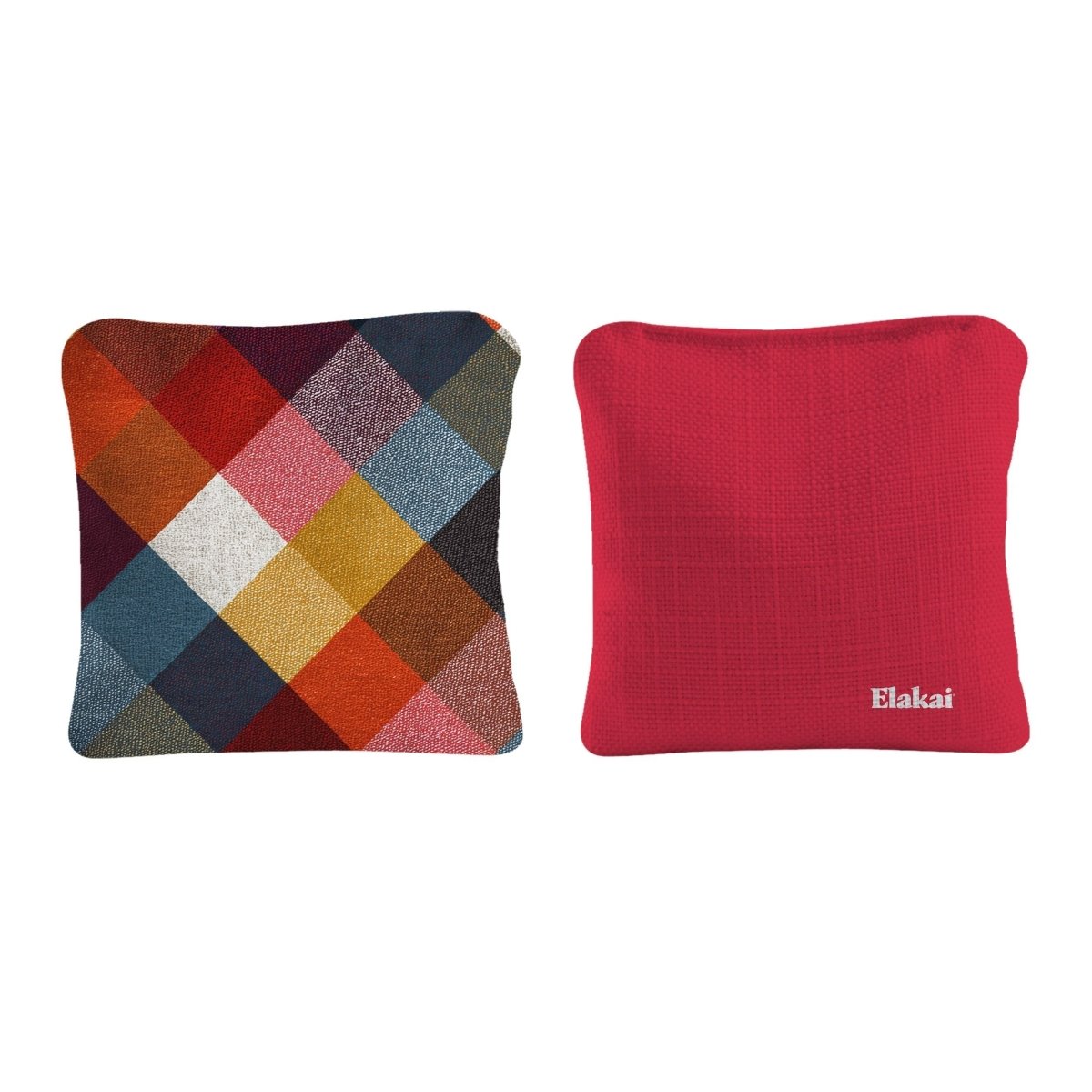 6-in Dual-Sided Cornhole Bags | Plaid Collection - Vintage Buffalo Check Colorful Red EGCB66TS-59 | American Cornhole Association