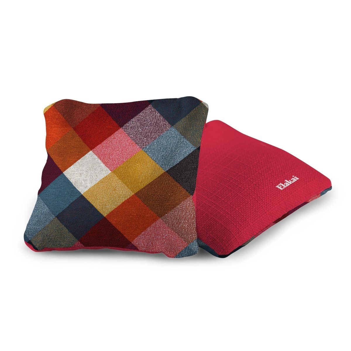 6-in Dual-Sided Cornhole Bags | Plaid Collection - Vintage Buffalo Check Colorful Red EGCB66TS-59 | American Cornhole Association