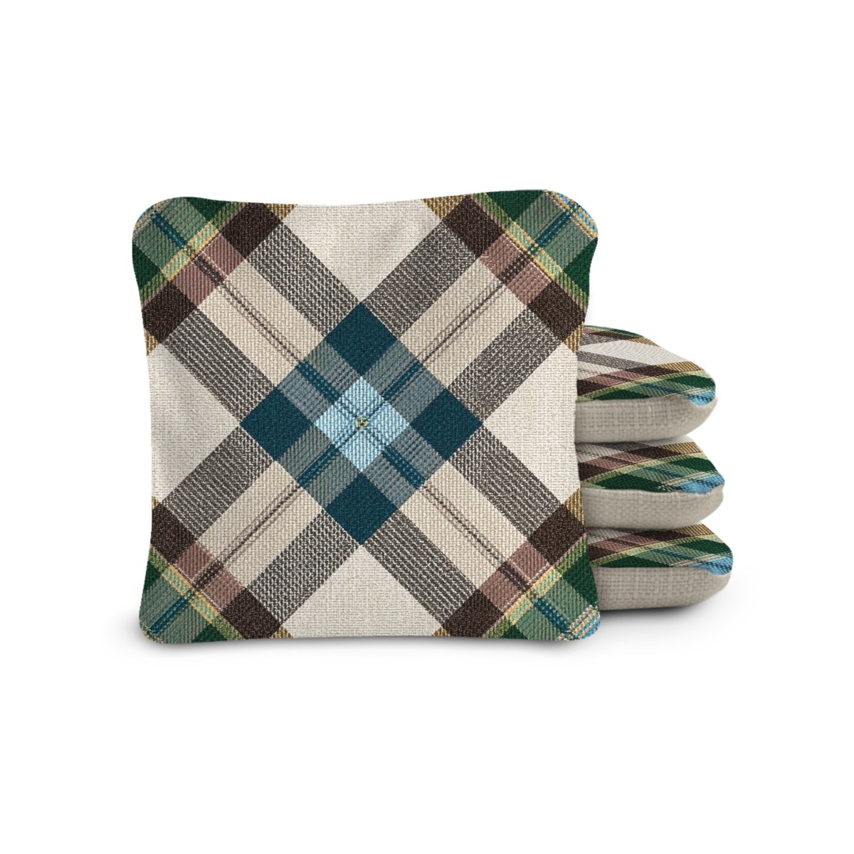 6-in Dual-Sided Cornhole Bags | Plaid Collection - Vintage Glen Plaid Cream EGCB66TS-55 | American Cornhole Association
