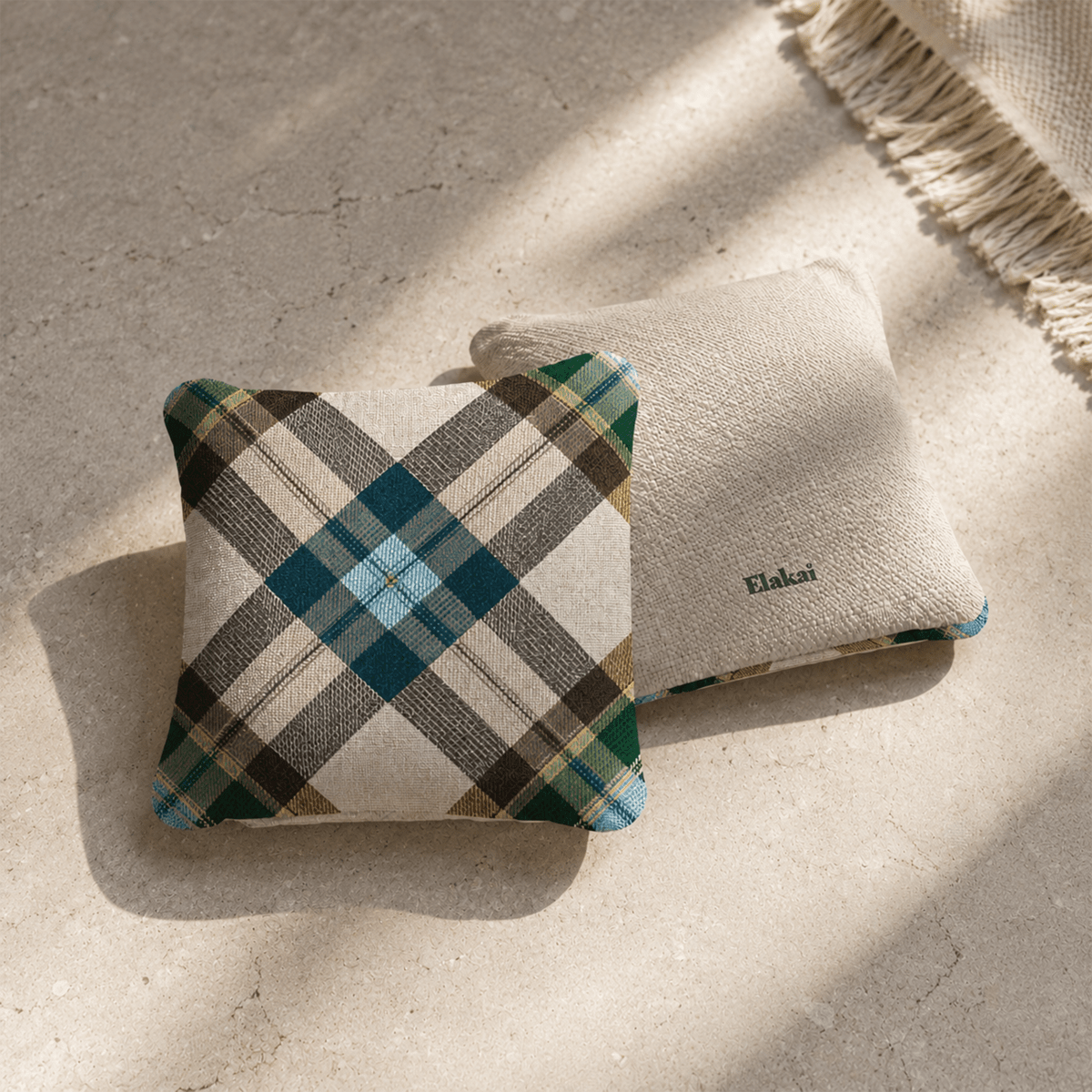 6-in Dual-Sided Cornhole Bags | Plaid Collection - Vintage Glen Plaid Cream EGCB66TS-55 | American Cornhole Association