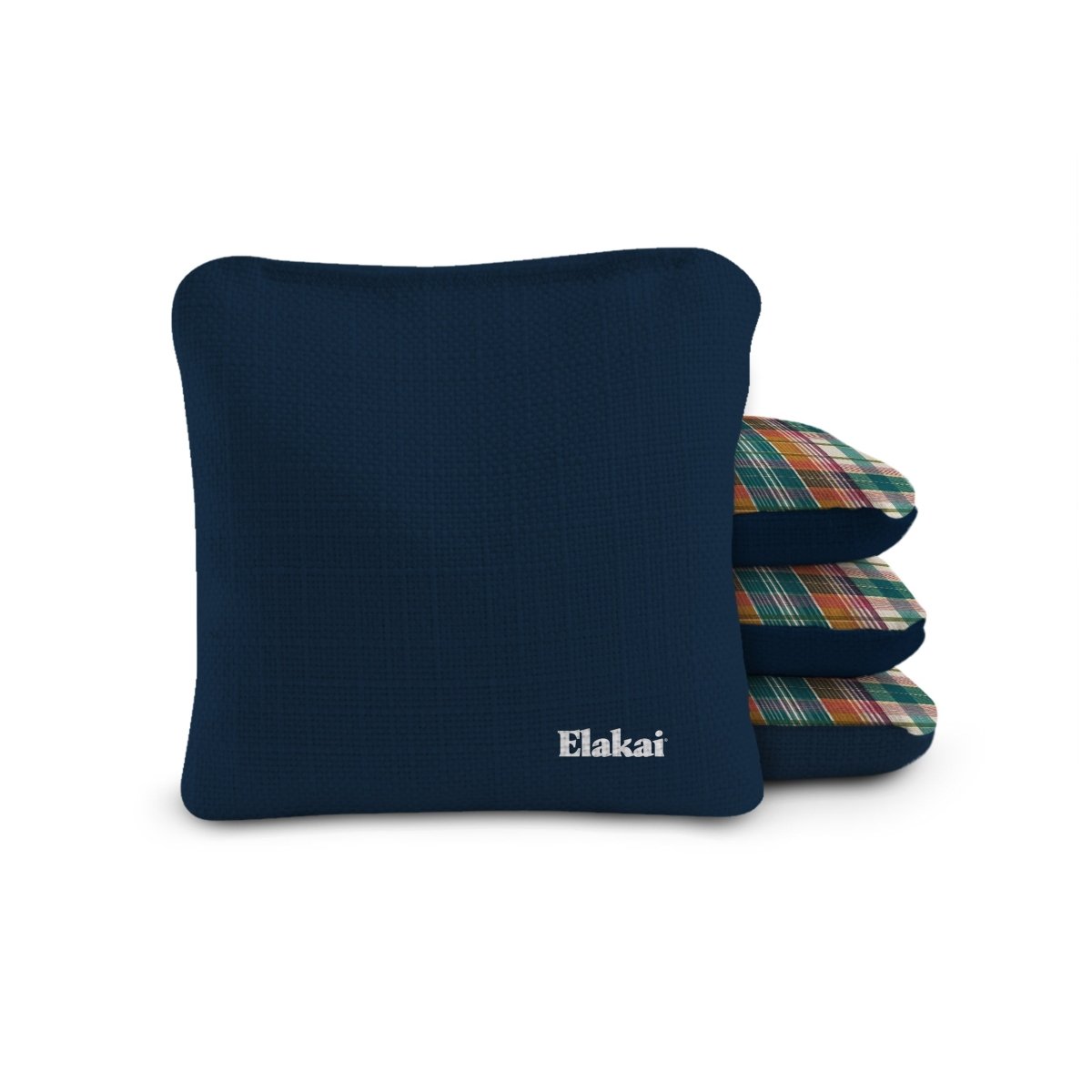 6-in Dual-Sided Cornhole Bags | Plaid Collection - Vintage Madras Plaid Coastal Navy EGCB66TS-58 | American Cornhole Association