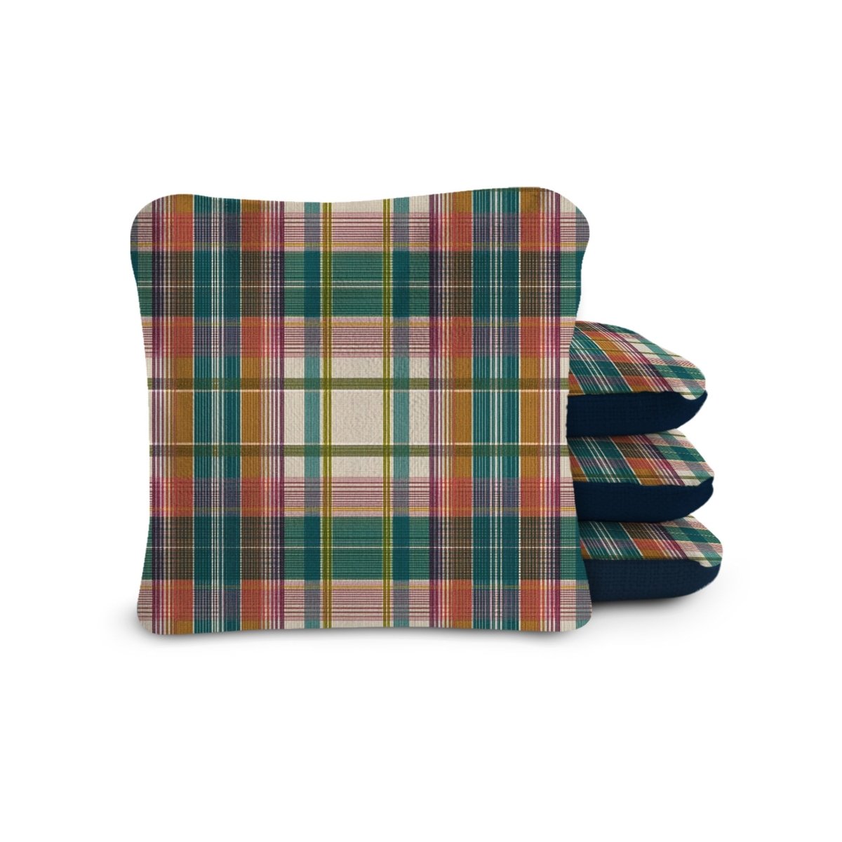 6-in Dual-Sided Cornhole Bags | Plaid Collection - Vintage Madras Plaid Coastal Navy EGCB66TS-58 | American Cornhole Association