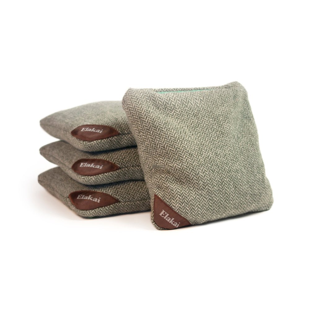 6 - in Herringbone Cornhole Bags | Premium All - Weather Collection - Green Sprout EGCB66H-04 | American Cornhole Association