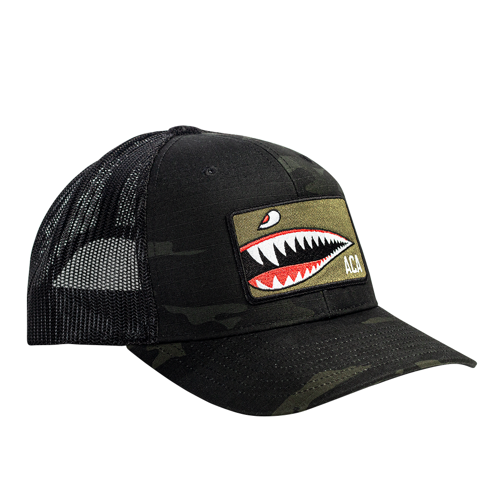 ACA Black Camo Richardson Snapback Trucker Hat with Bomber Patch