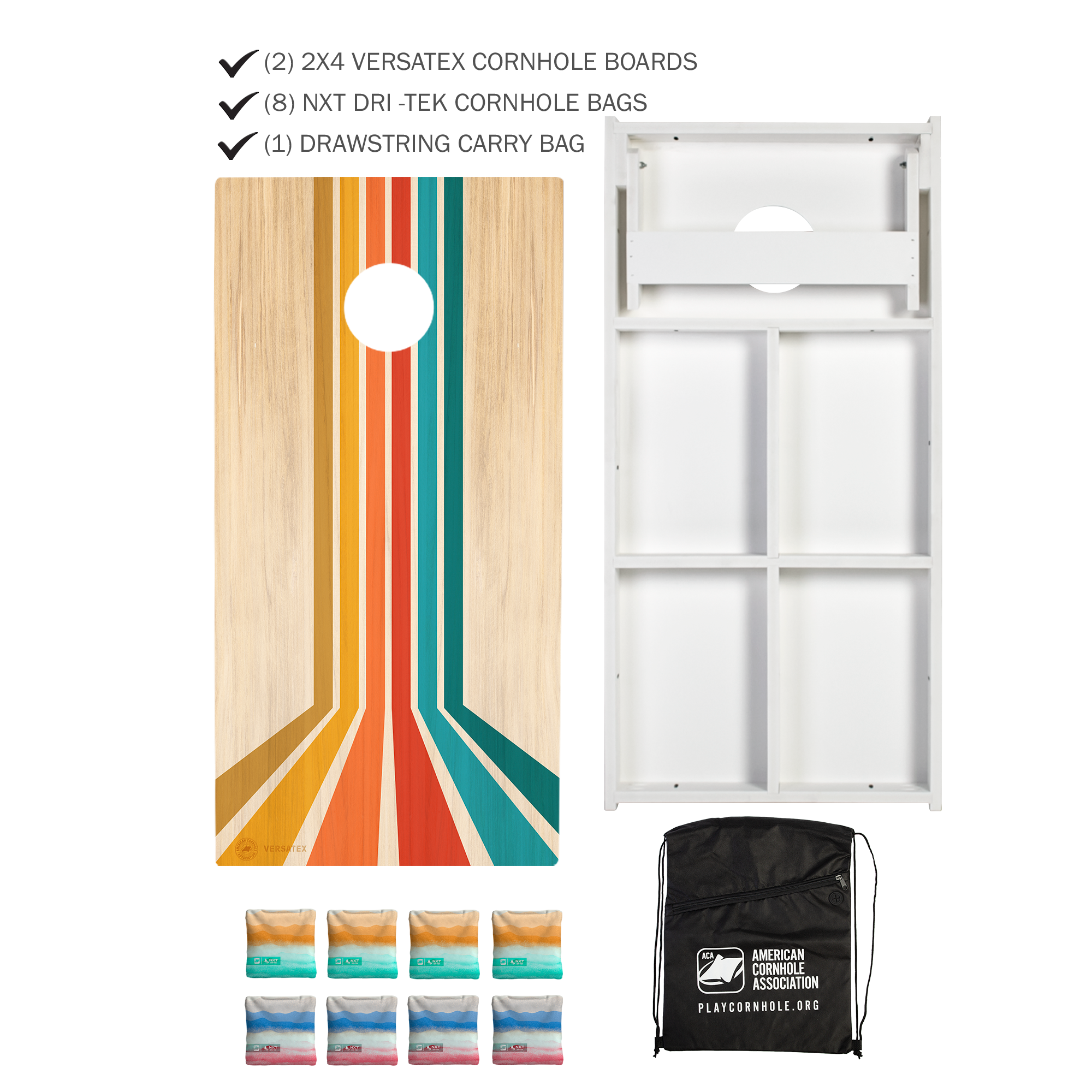 Retro Angled Stripes All-Weather 2x4 Cornhole Set with Waterproof Bags