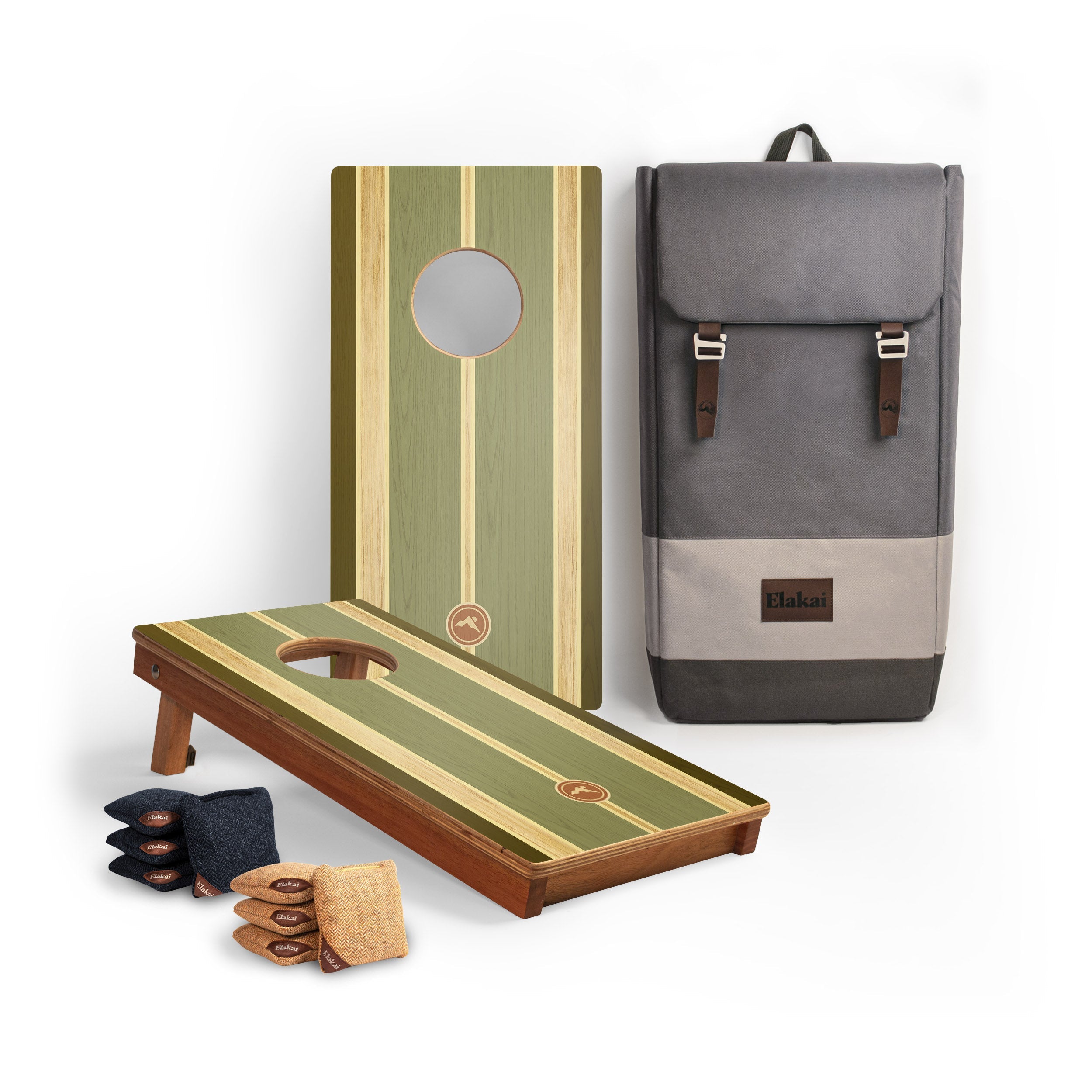 1ft x 2ft Graphic Wood Travel Cornhole Set | Coastal Surf Beach Collection