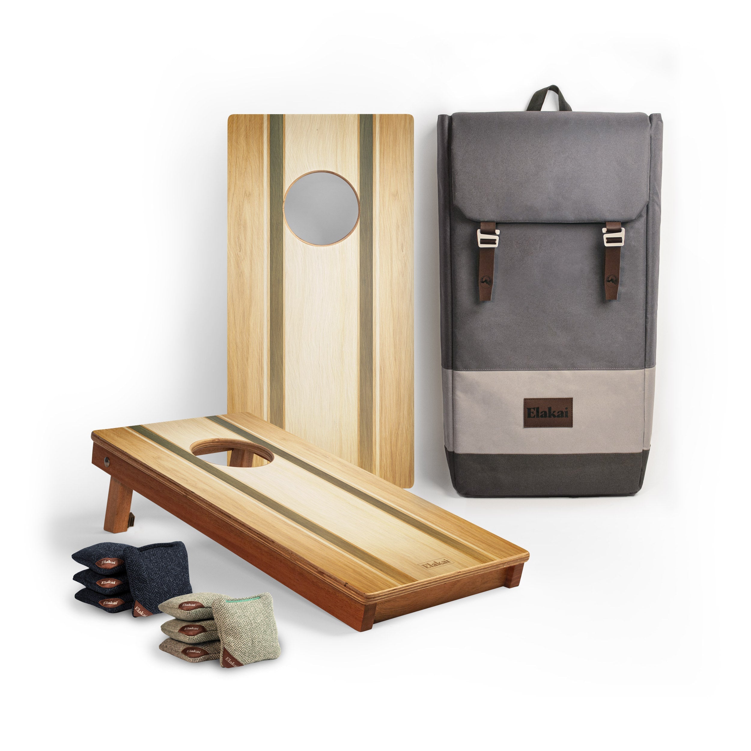 1ft x 2ft Graphic Wood Travel Cornhole Set | Coastal Surf Beach Collection