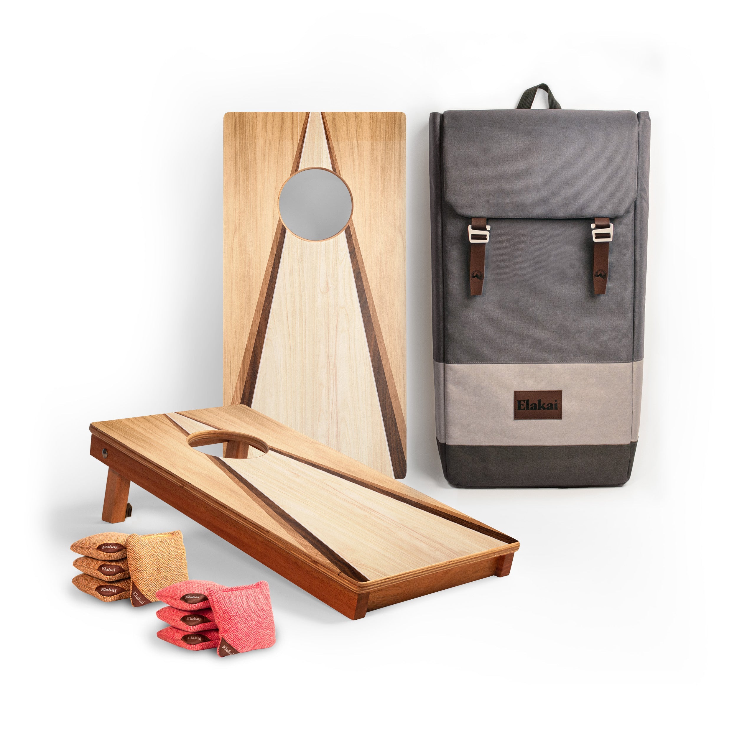 1ft x 2ft Retro Wood Triangle Compact Travel Cornhole Board Set