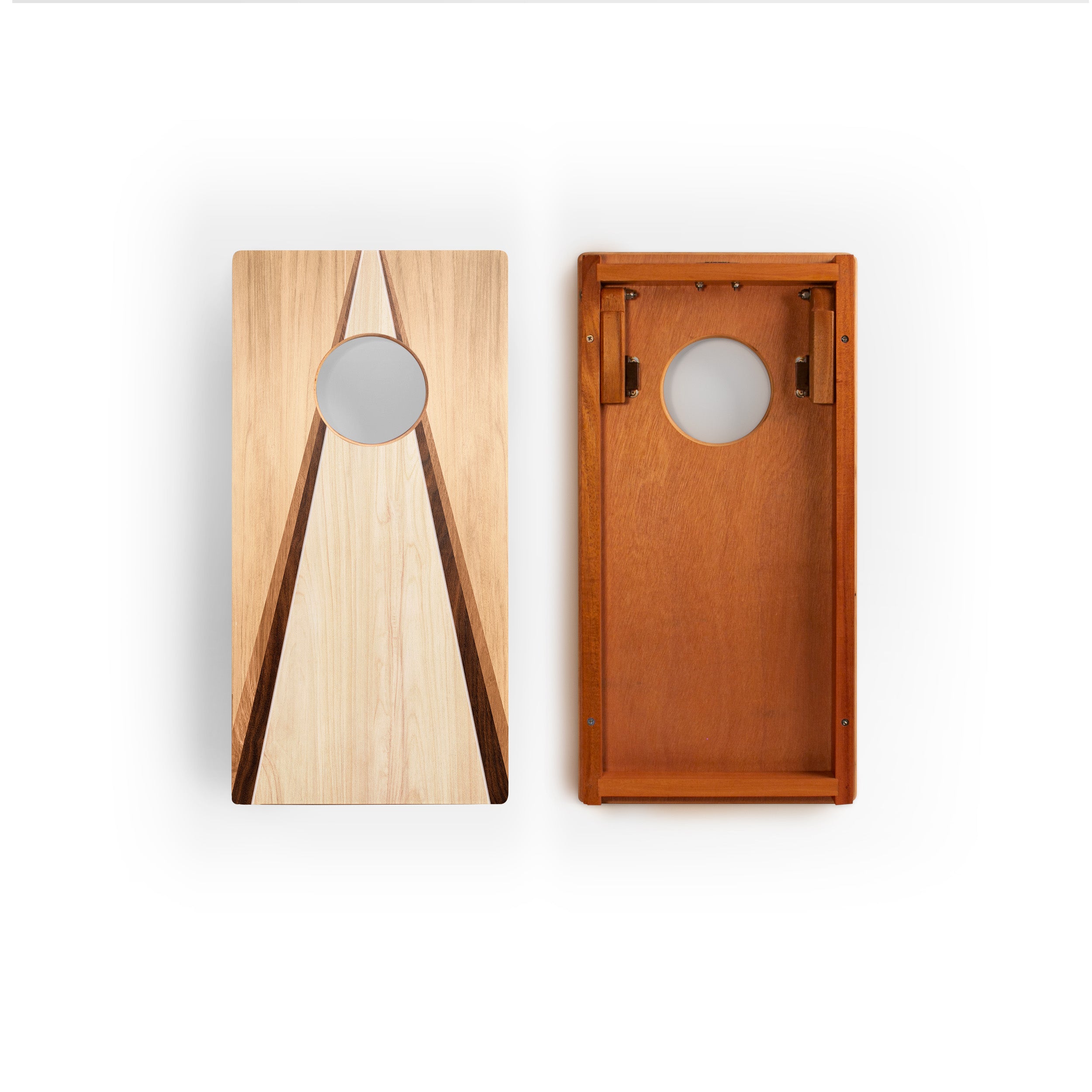 1ft x 2ft Retro Wood Triangle Compact Travel Cornhole Board Set