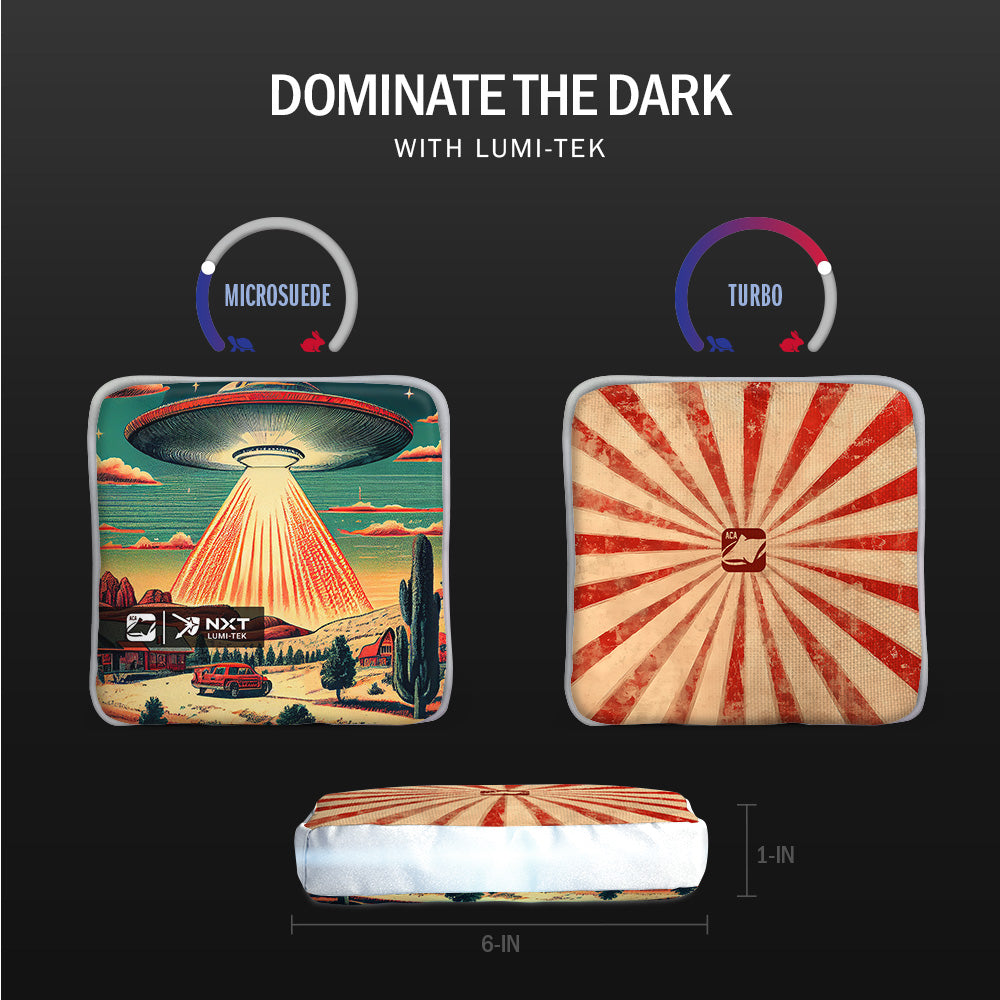 UFO After Dark 2x4 Cornhole Set with Lights & Reflective Bags