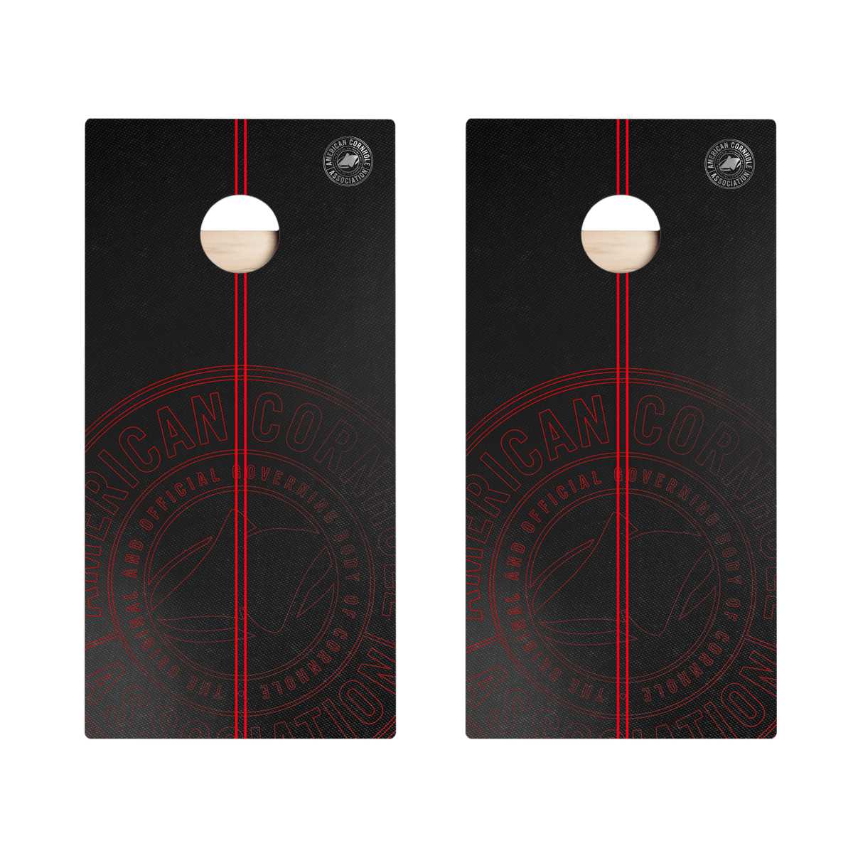 ACA Logo Red Stripes Star Cornhole Boards, - American Cornhole Association