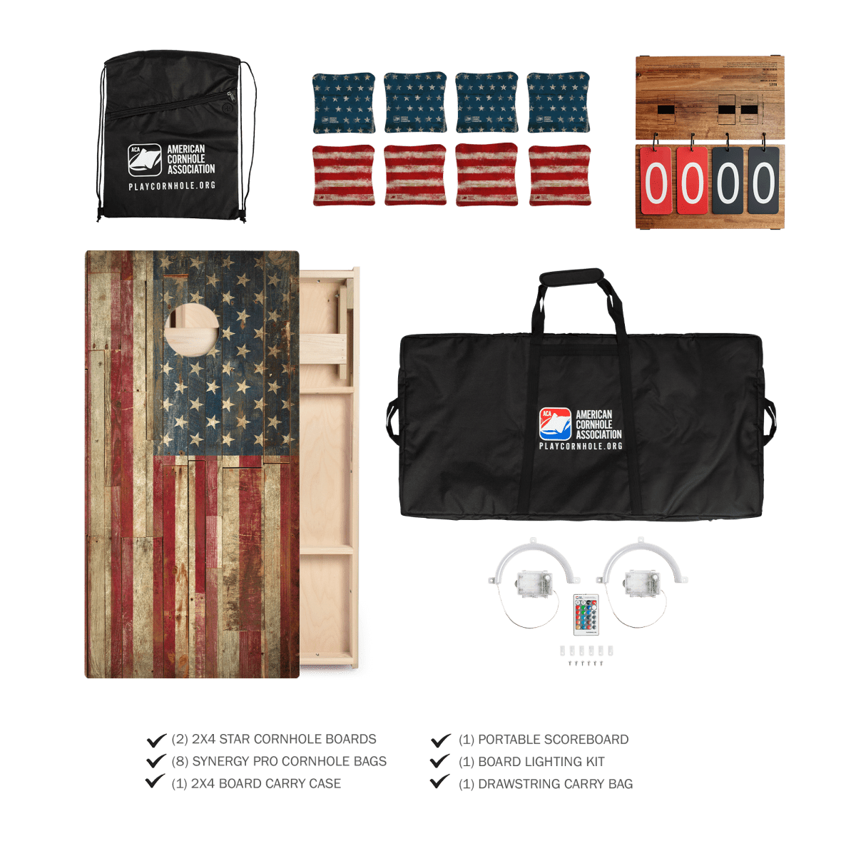 American Flag Official ACA Regulation 2x4 Cornhole Set -  | American Cornhole Association
