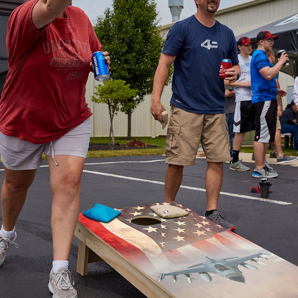American Flag With Jet Star Cornhole Boards - ACA - 000024 | American Cornhole Association