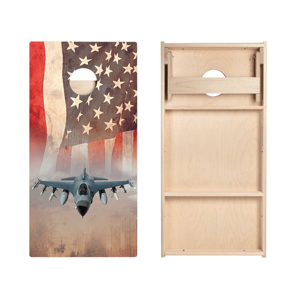 American Flag With Jet Star Cornhole Boards - ACA - 000024 | American Cornhole Association