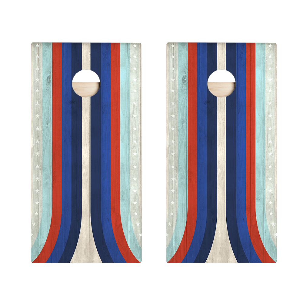 American Moto Curved Stripes Star Cornhole Boards - ACA - 000299 | American Cornhole Association