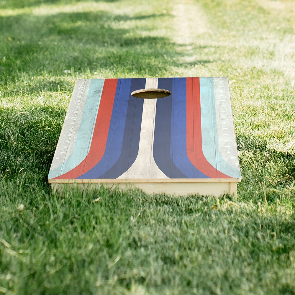 American Moto Curved Stripes Star Cornhole Boards - ACA - 000299 | American Cornhole Association