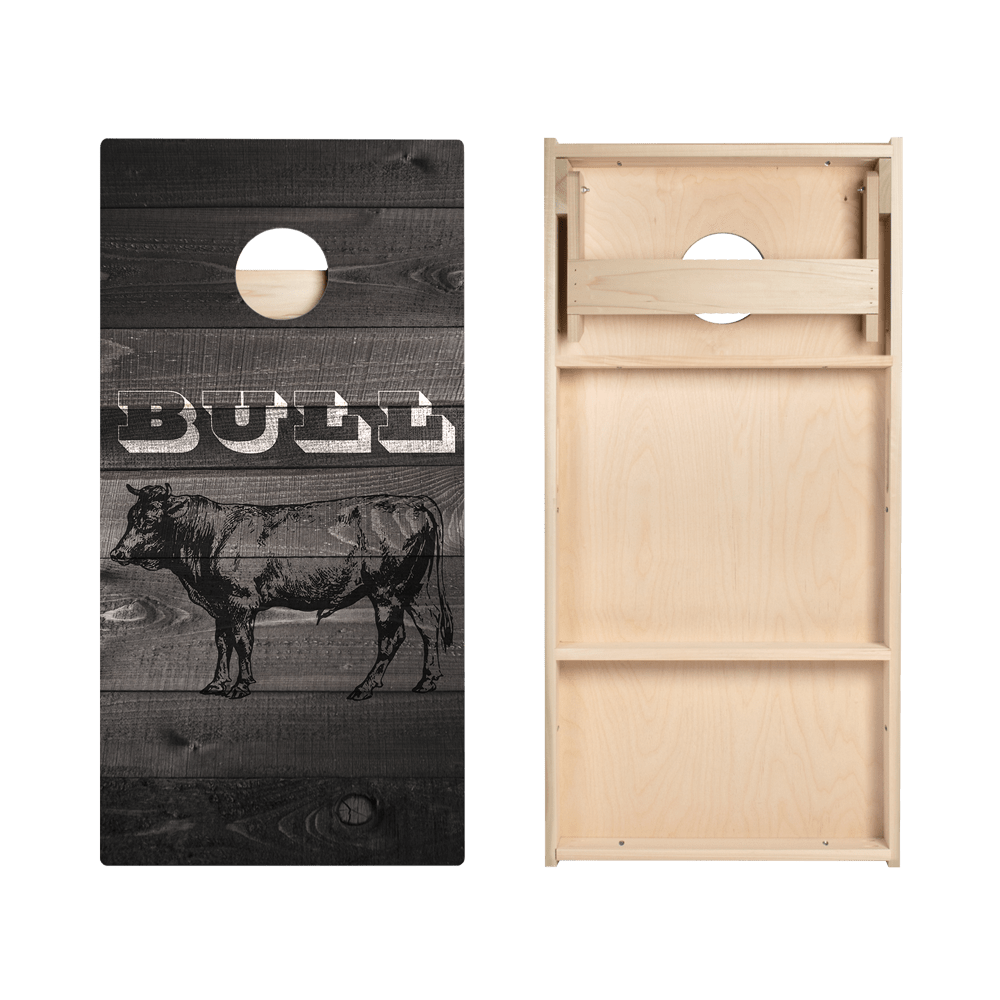 Black Barnwood Bull Star Cornhole Boards - ACA - 000295 | American Cornhole Association