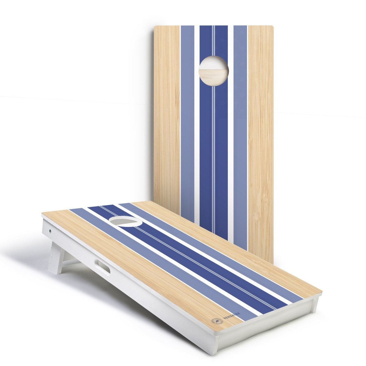 Blue Beach Stripes Versatex All-Weather Cornhole Boards - POLY-009 | American Cornhole Association