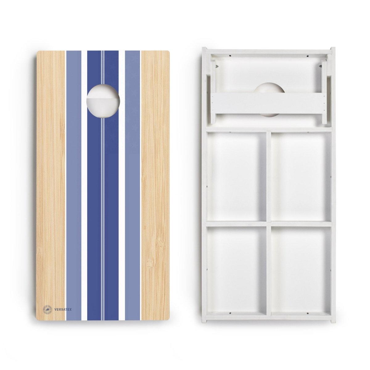Blue Beach Stripes Versatex All-Weather Cornhole Boards - POLY-009 | American Cornhole Association