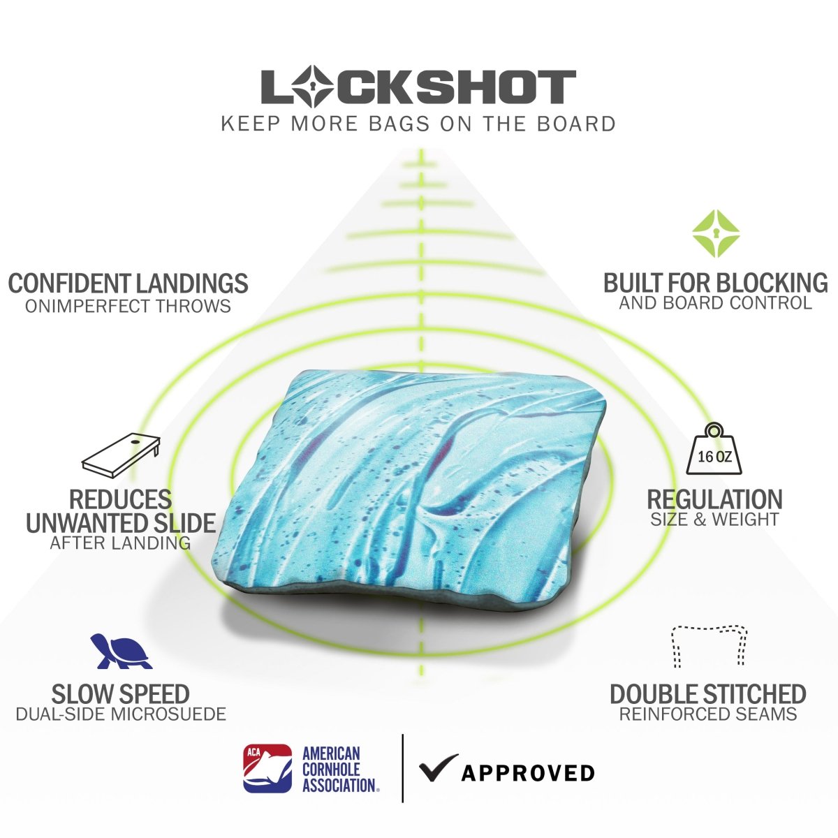 Blue Gel Lock Shot Cornhole Bags - SX2-004 | American Cornhole Association