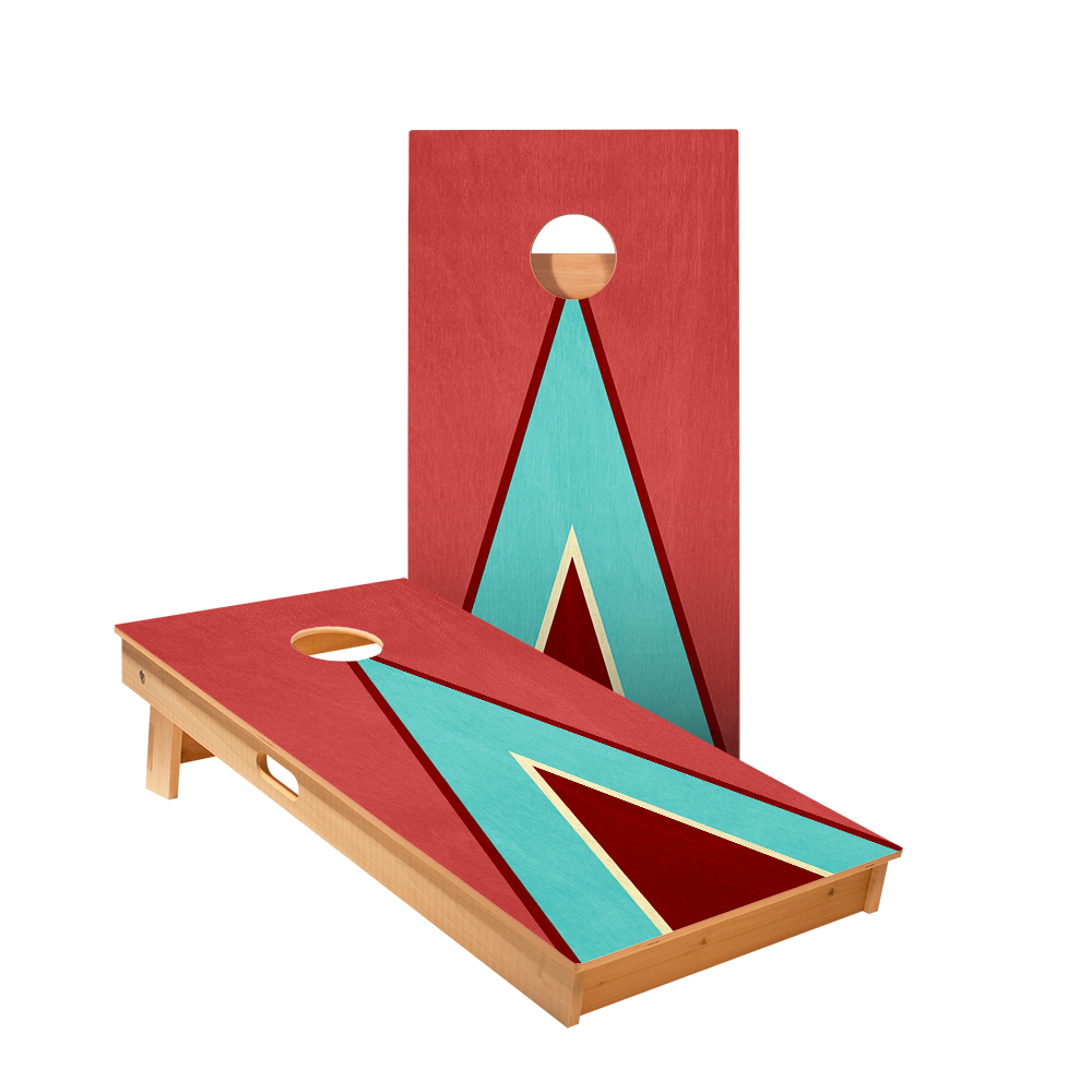 Classic Retro Triangle - Red and Blue Star Cornhole Boards