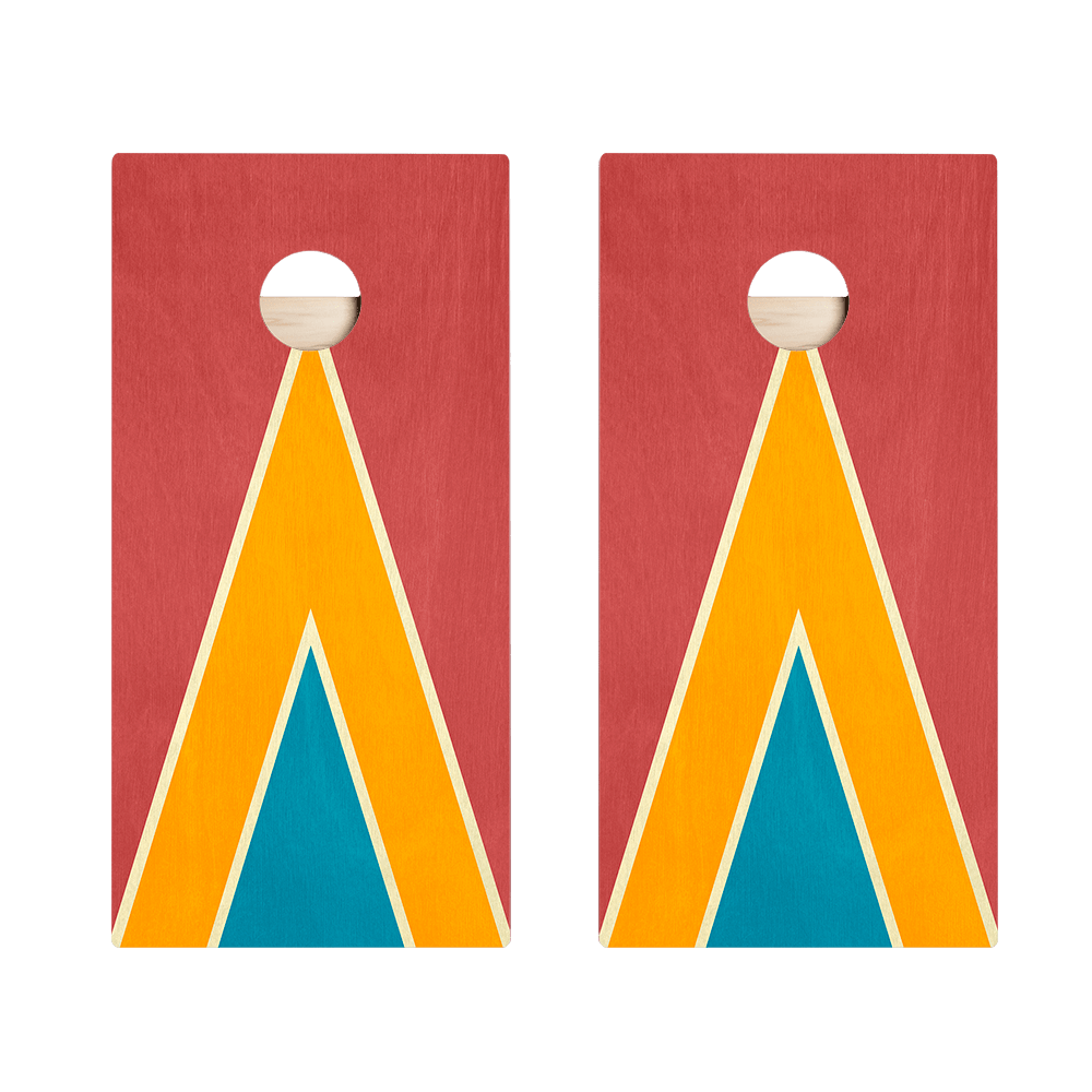 Classic Retro Triangle - Red, Orange, and Blue Star Cornhole Boards - ACA - 000436 | American Cornhole Association