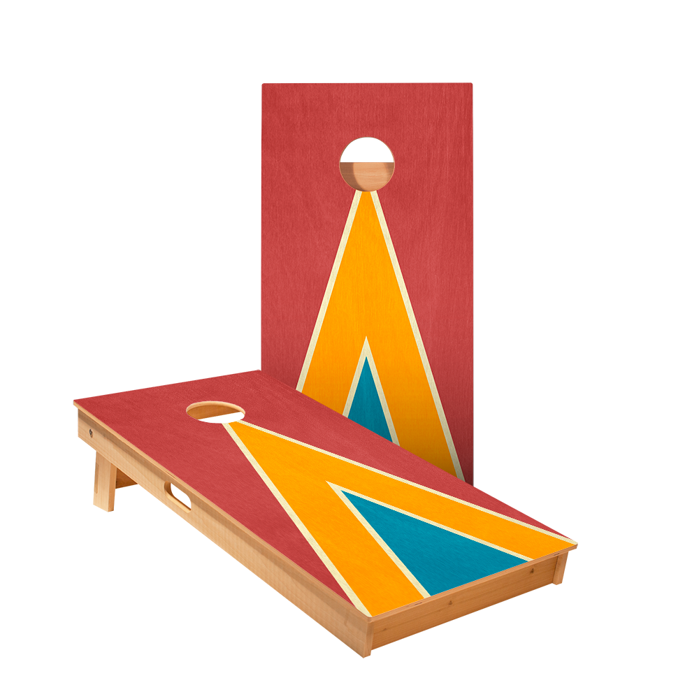 Classic Retro Triangle - Red, Orange, and Blue Star Cornhole Boards