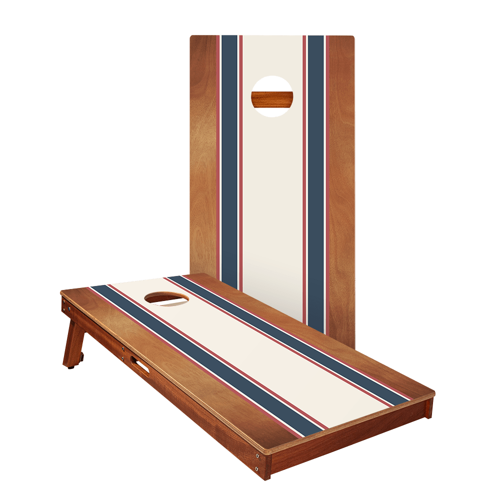 Classic Stripes Mahogany Blue and Red Silver Series Cornhole Boards - American Cornhole Association